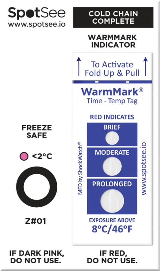 SpotSee® Cold Chain Complete Temperature Cards (Pack of 100) – FreezeSafe / WarmMark