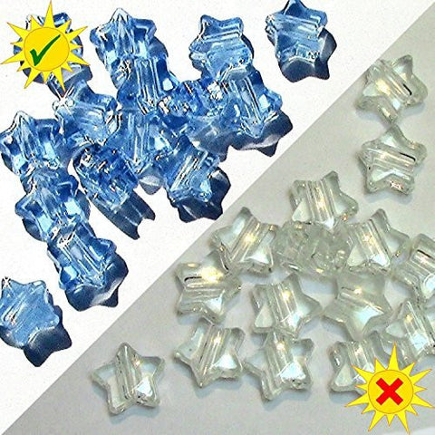 SolarActive® 25 Pack Colour Changing Star Pony Beads (Clear to Blue)