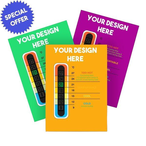 2500 Pack - Promotional Customisable Thermometer Cards for 9C to 27C Thermometer Strip