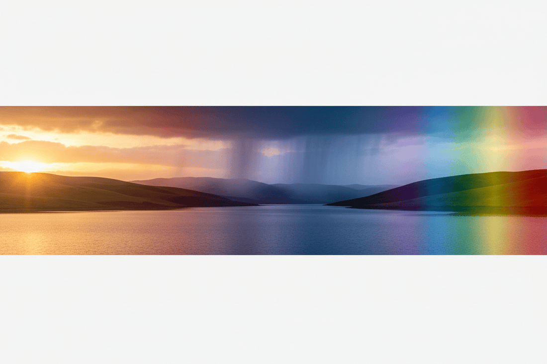 A colour changing world - rainbow spectrum over landscape