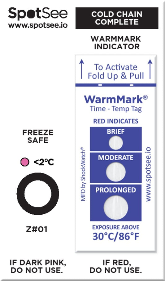 SpotSee® Cold Chain Complete Temperature Cards (Pack of 100) – FreezeSafe / WarmMark