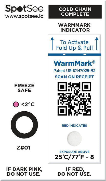 SpotSee® Cold Chain Complete Temperature Cards (Pack of 100) – FreezeSafe / WarmMark