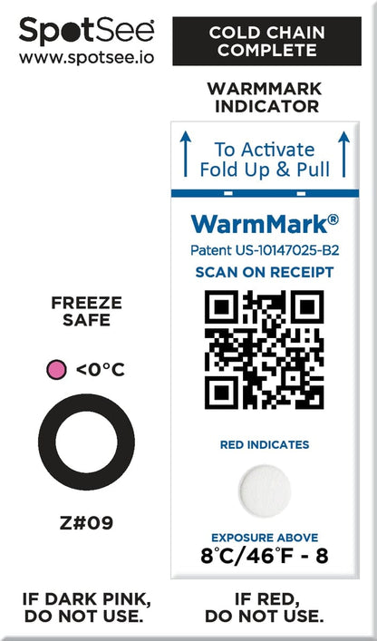 SpotSee® Cold Chain Complete Temperature Cards (Pack of 100) – FreezeSafe / WarmMark