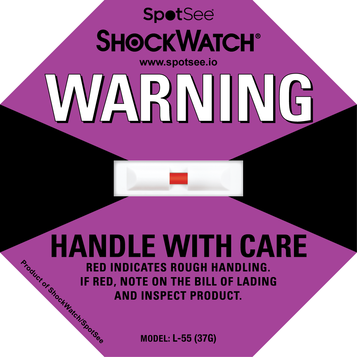 SpotSee® ShockWatch Impact Indicator Labels (L-Series) – 50 Pack – Non-Serialised (25G–100G)