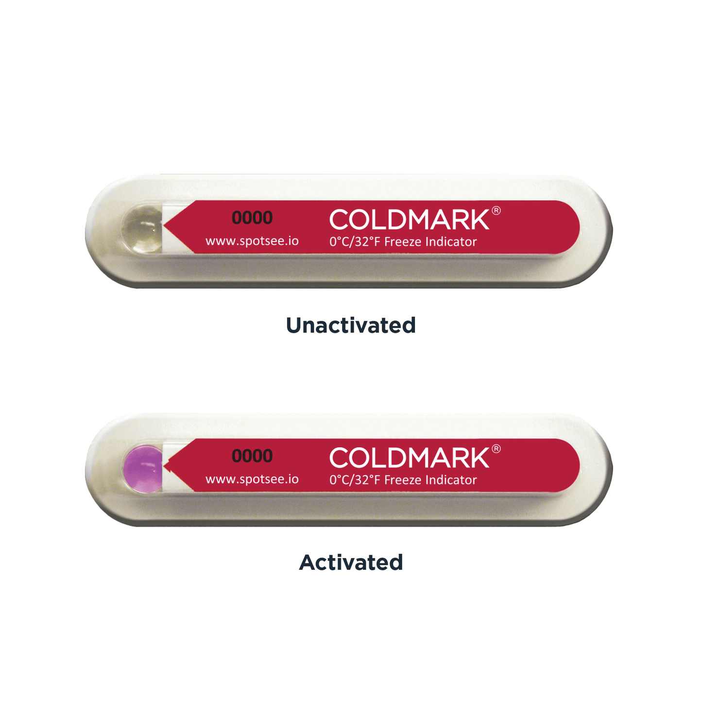 SpotSee® ColdMark Descending Temperature Indicators