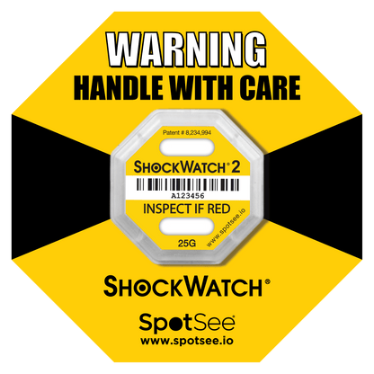 SpotSee® ShockWatch 2 Impact Indicators (5G–75G | 10 & 100 Packs)