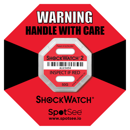 SpotSee® ShockWatch 2 Impact Indicators (5G–75G | 10 & 100 Packs)