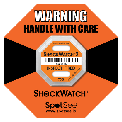 SpotSee® ShockWatch 2 Impact Indicators (5G–75G | 10 & 100 Packs)