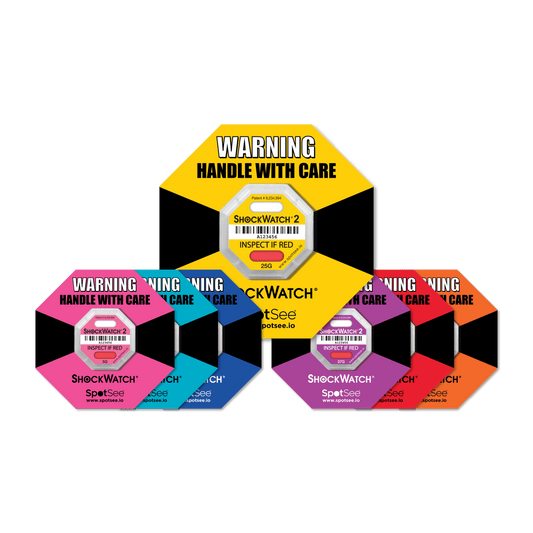 SpotSee® ShockWatch 2 Aufprallanzeiger (5G-75G | 10 & 100 Packungen)