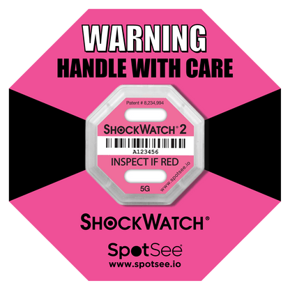 SpotSee® ShockWatch 2 Impact Indicators (5G–75G | 10 & 100 Packs)