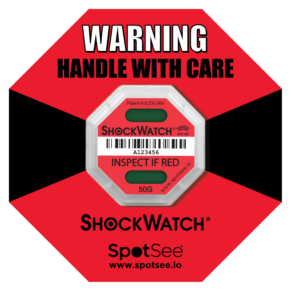 ShockWatch® 2 RFID Shock Indicator (100 Pack)