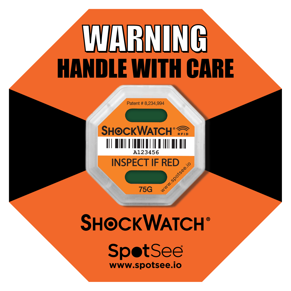 ShockWatch® 2 RFID Shock Indicator (100 Pack)