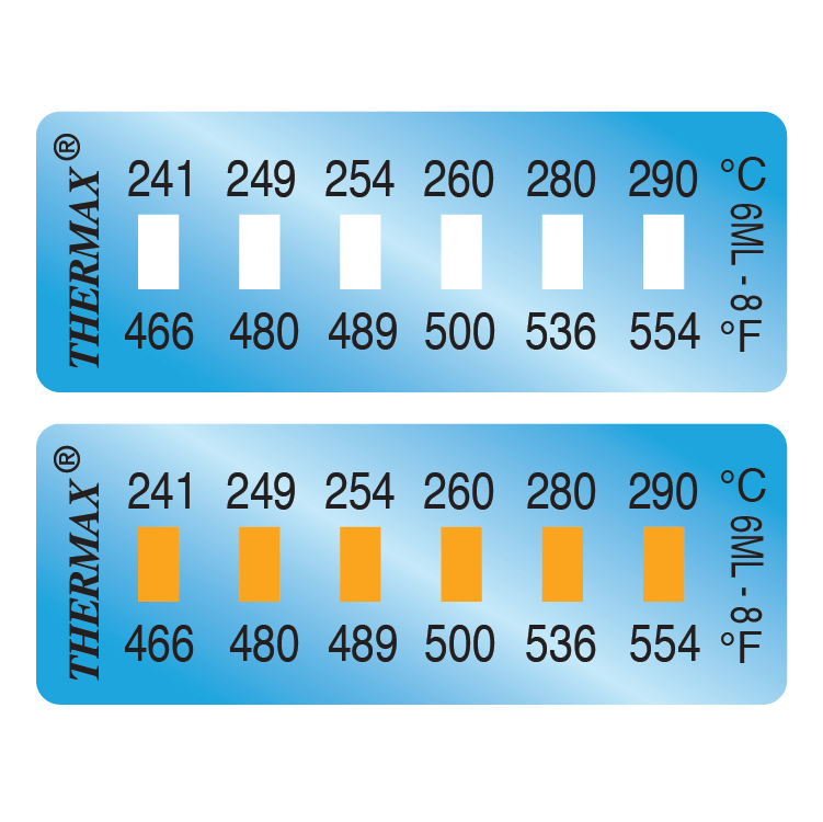 SpotSee® Thermax 6-Level Mini Strip Irreversible Temperature Labels (Pack of 10)