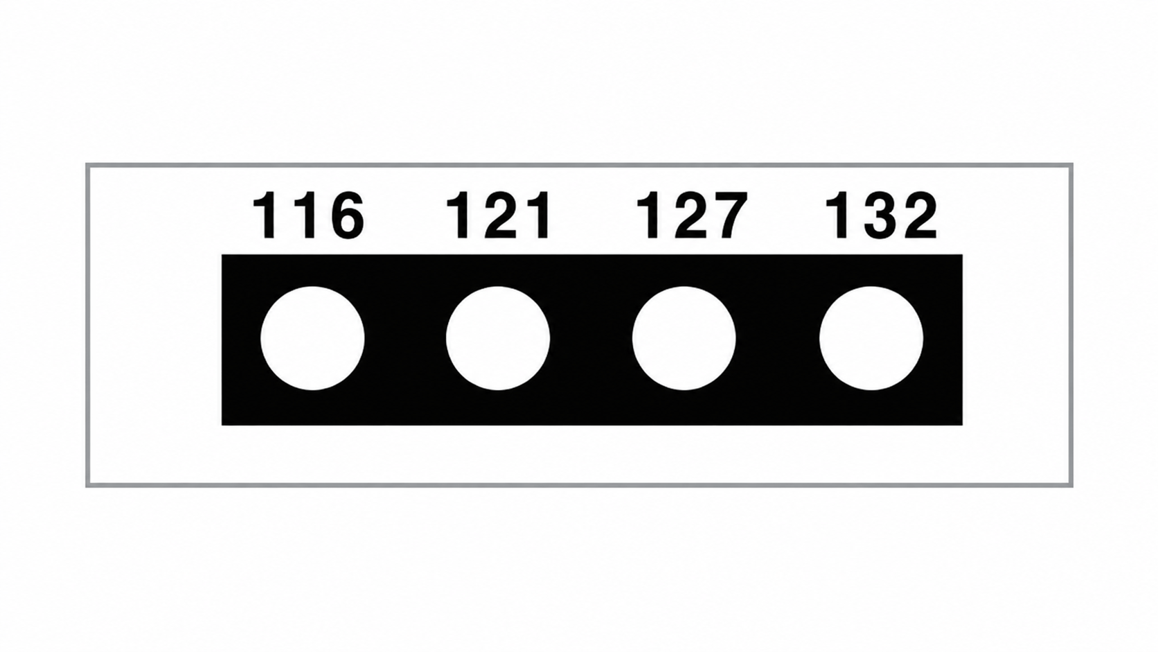 SpotSee Thermax Micro 4-level irreversible temperature label — Range 5: 116, 121, 127, 132 °C