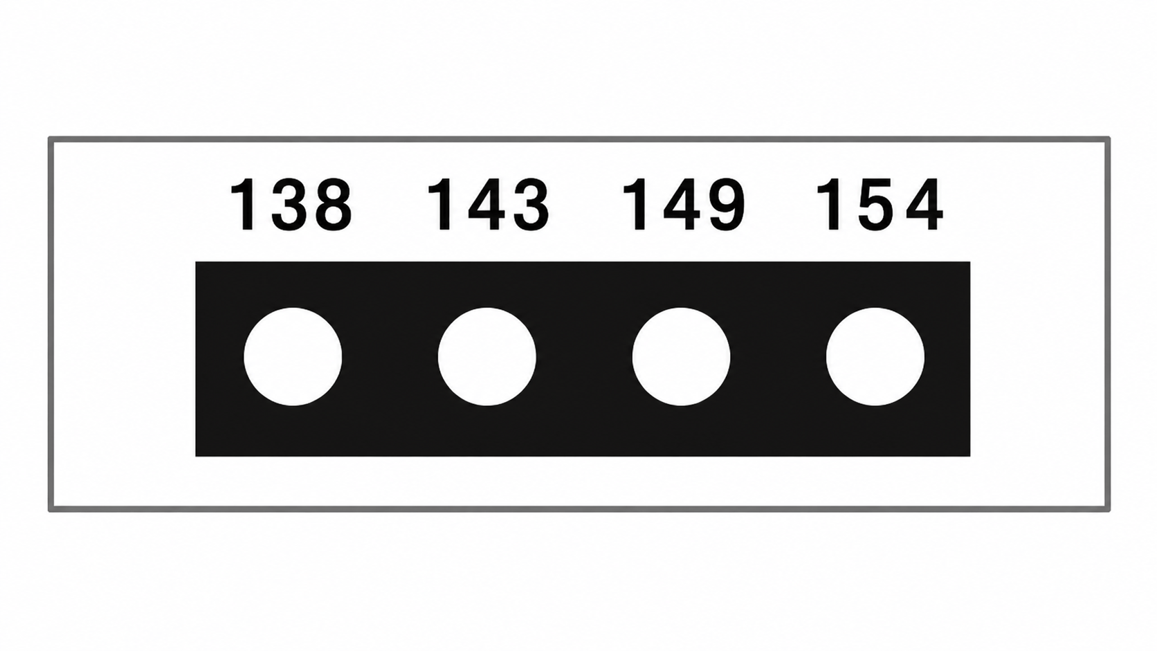 SpotSee Thermax Micro 4-level irreversible temperature label — Range 6: 138, 143, 149, 154 °C
