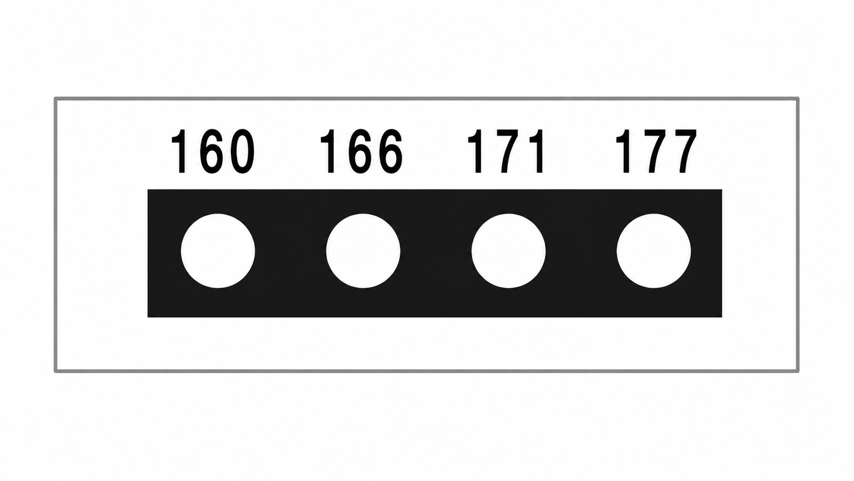 SpotSee Thermax Micro 4-level irreversible temperature label — Range 7: 160, 166, 171, 177 °C
