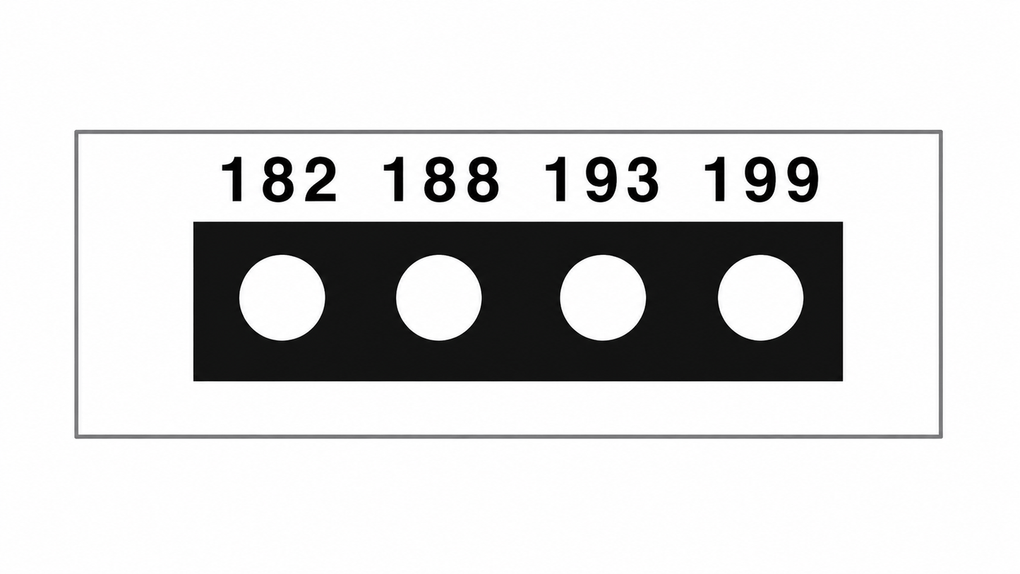 SpotSee Thermax Micro 4-level irreversible temperature label — Range 8: 182, 188, 193, 199 °C