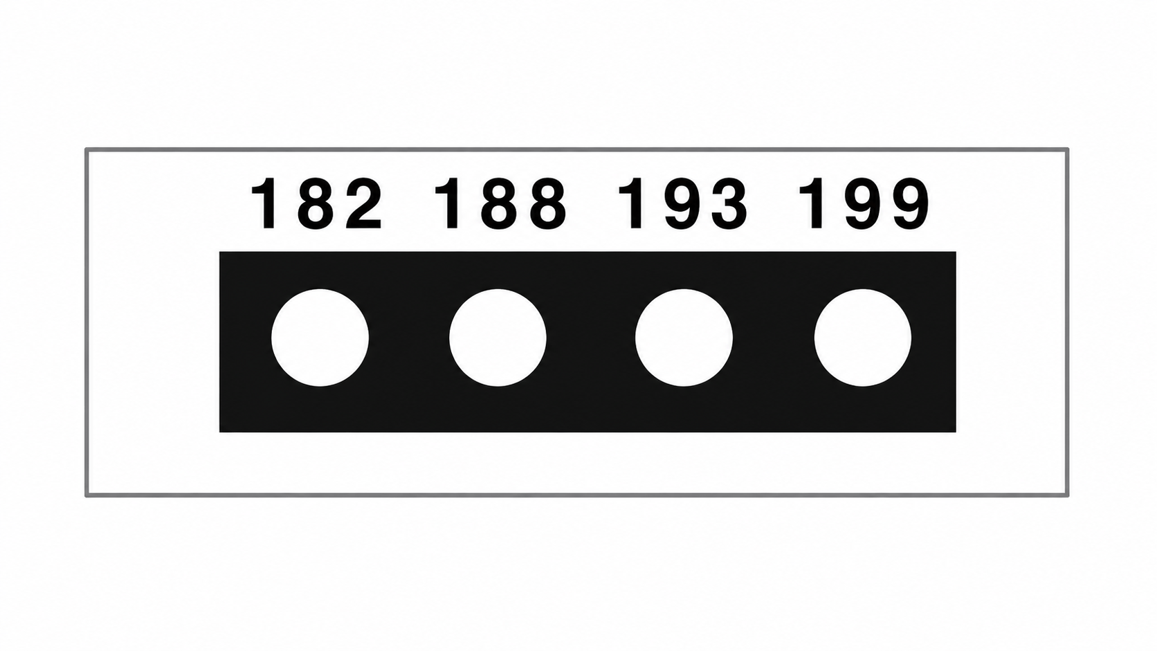 SpotSee Thermax Micro 4-level irreversible temperature label — Range 8: 182, 188, 193, 199 °C