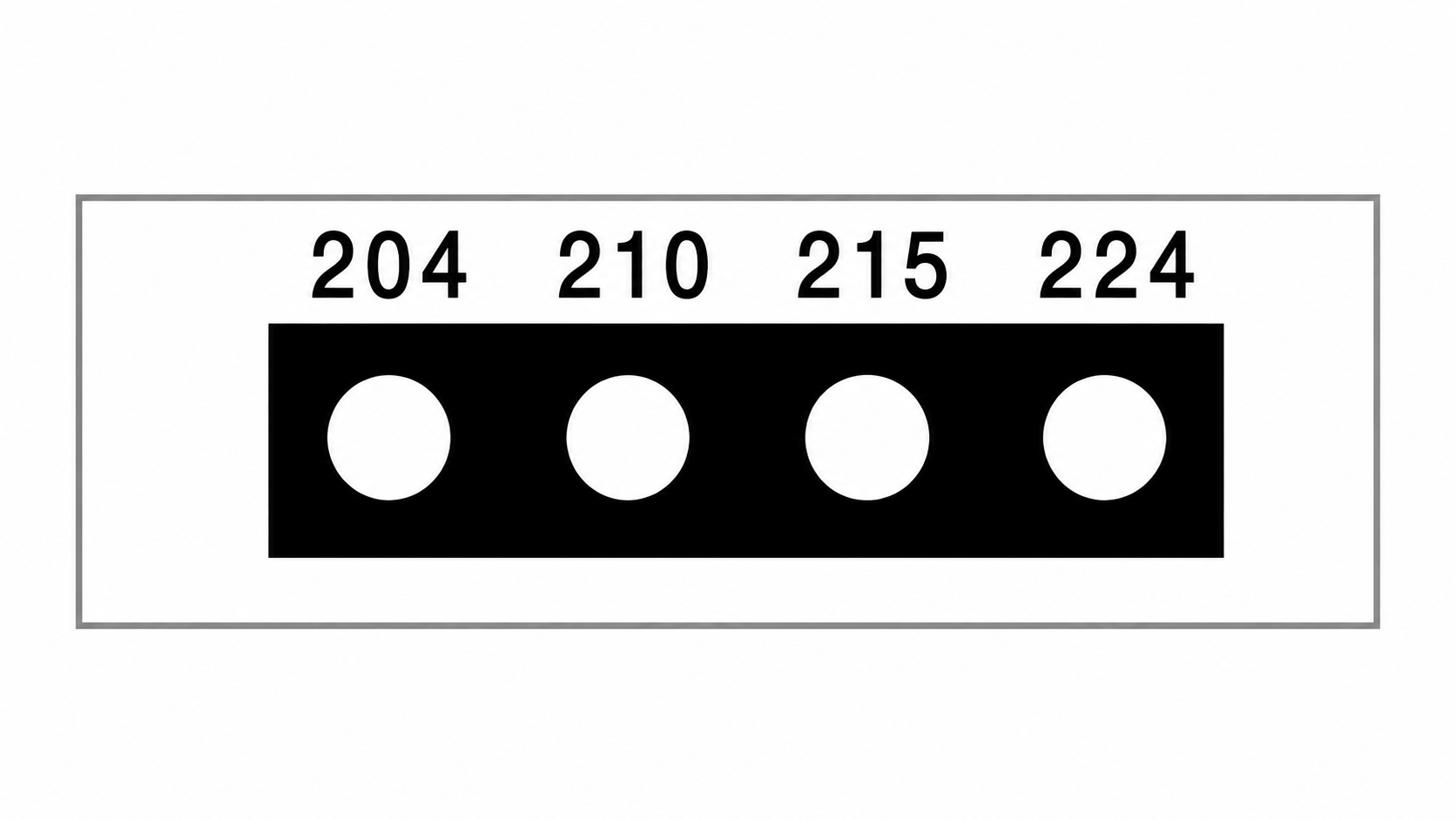 SpotSee Thermax Micro 4-level irreversible temperature label — Range 9: 204, 210, 215, 224 °C