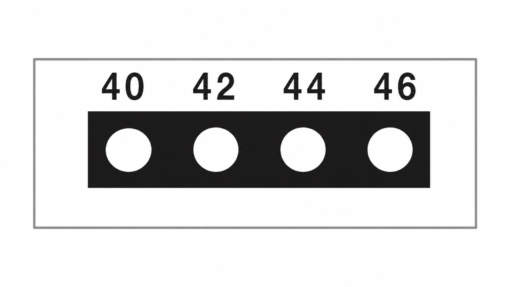 SpotSee Thermax Micro 4-level irreversible temperature label — Range 1: 40, 42, 44, 46 °C