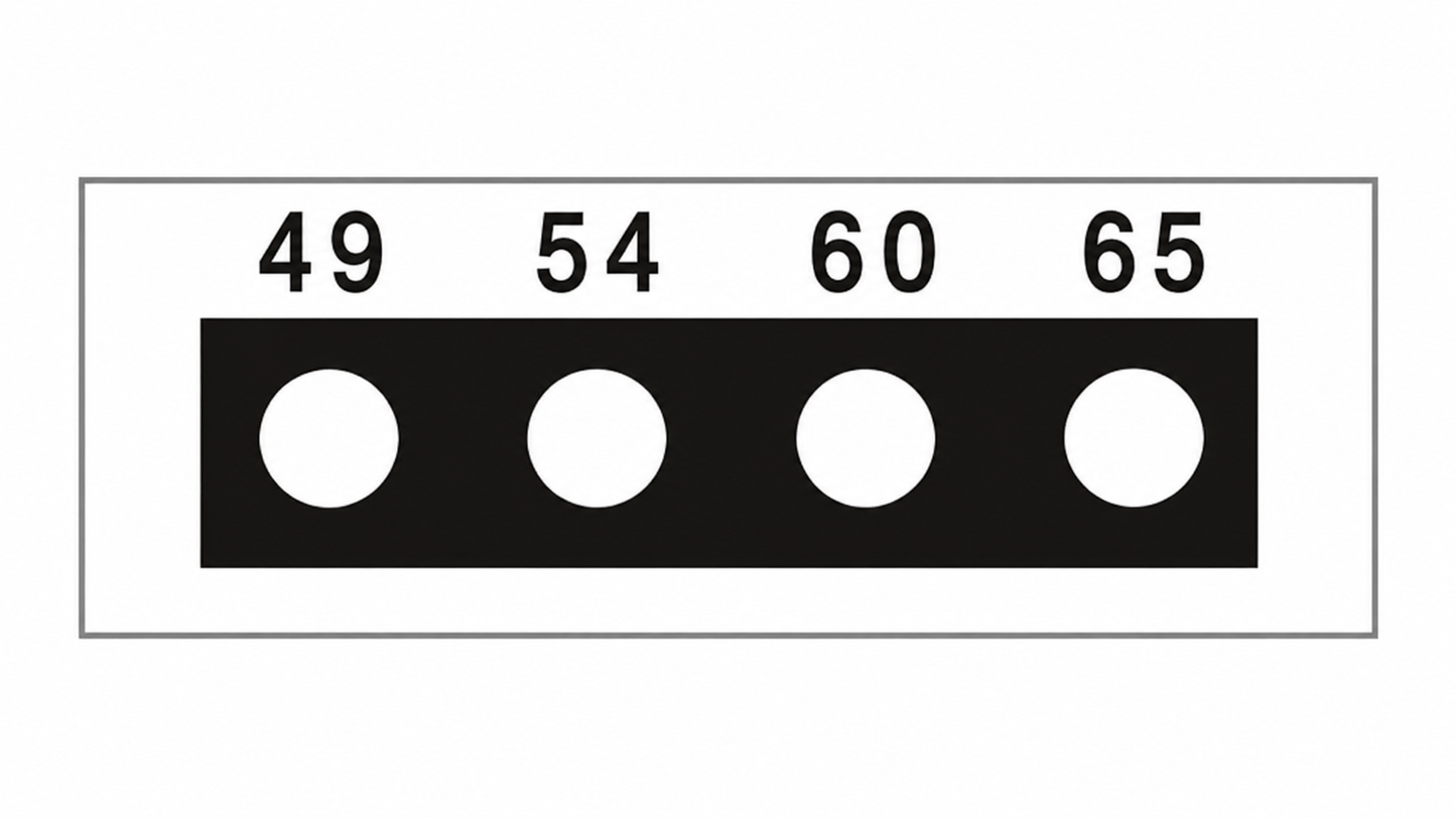 SpotSee Thermax Micro 4-level irreversible temperature label — Range 2: 49, 54, 60, 65 °C