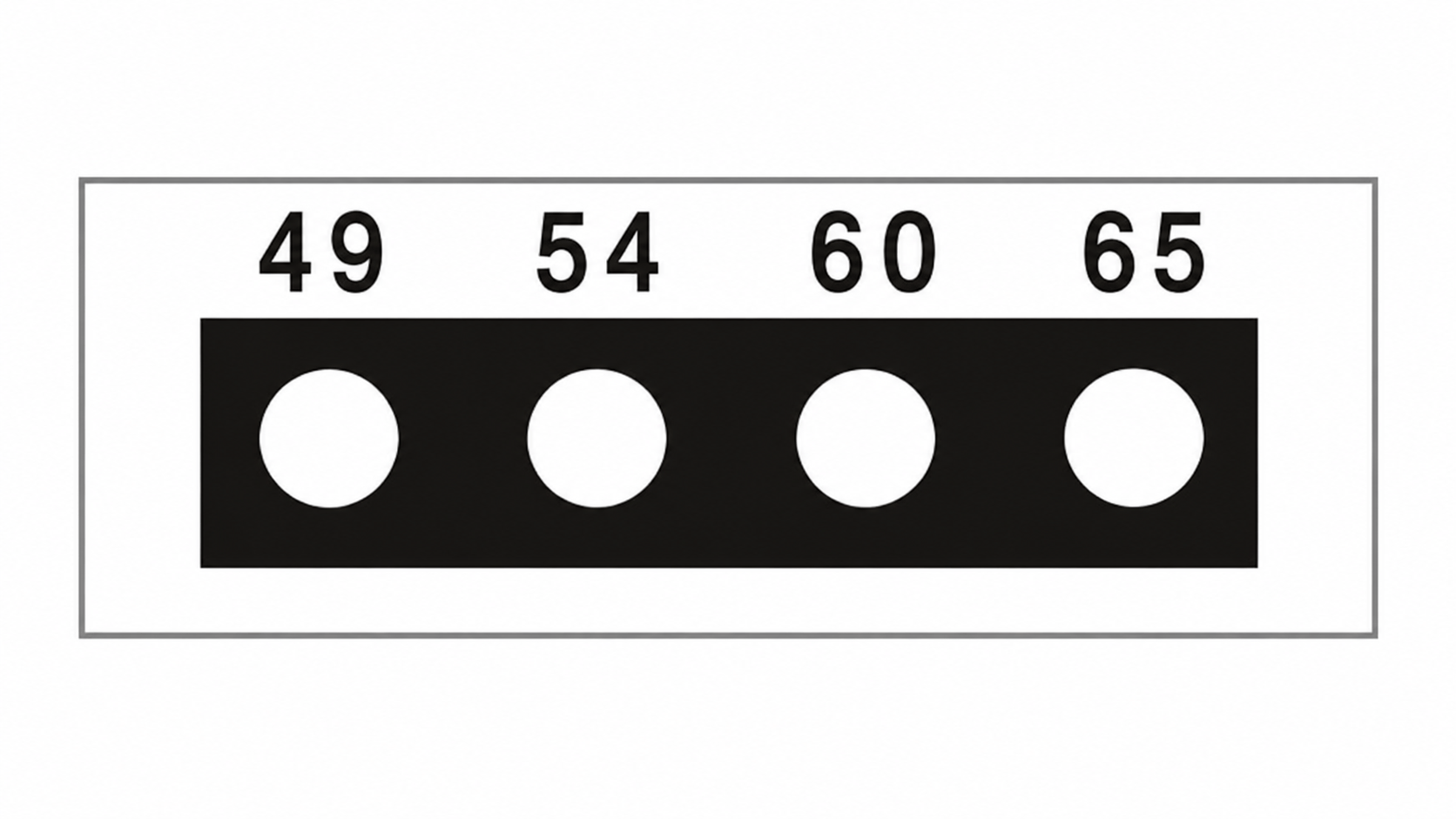 SpotSee Thermax Micro 4-level irreversible temperature label — Range 2: 49, 54, 60, 65 °C