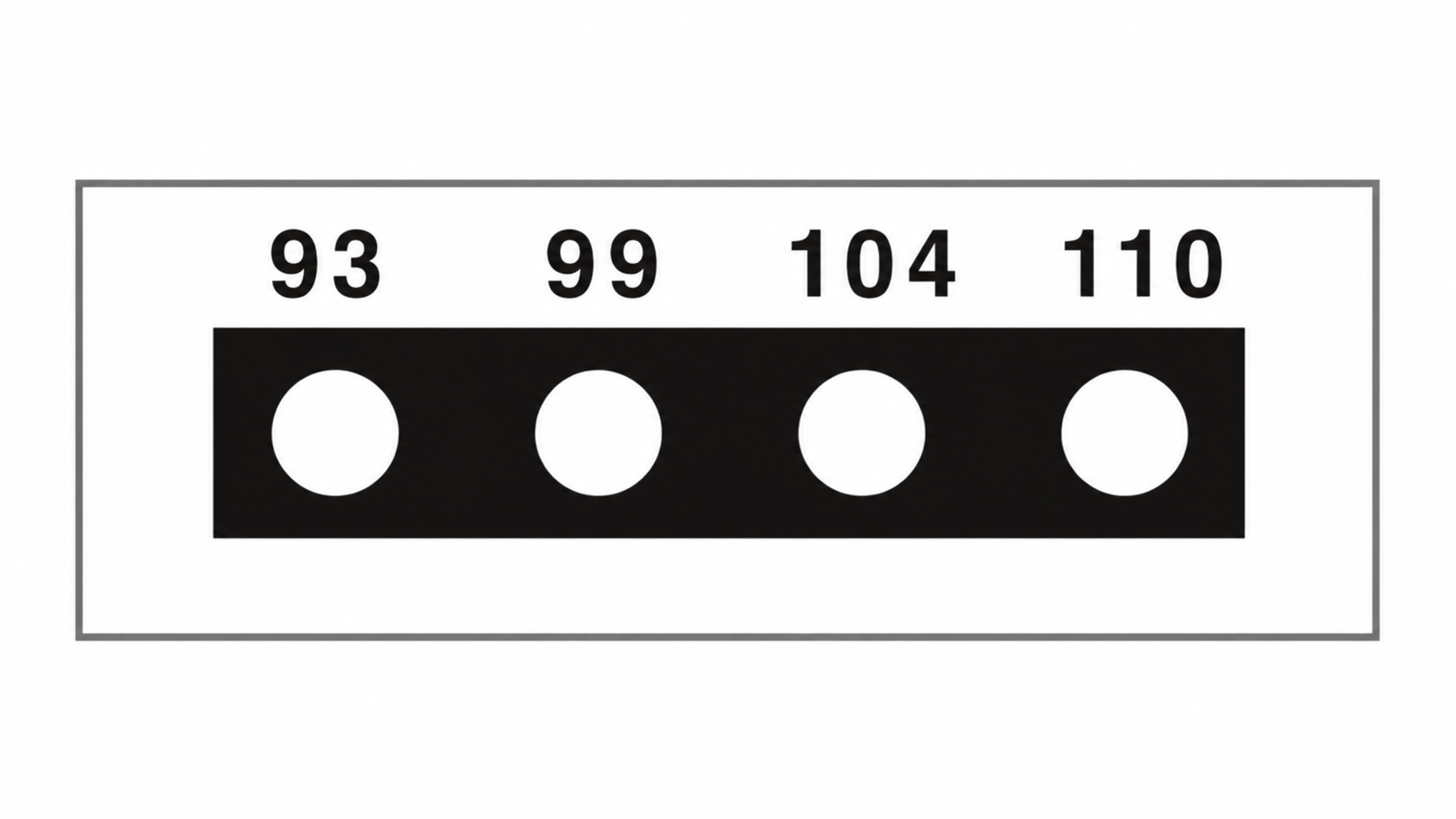 SpotSee Thermax Micro 4-level irreversible temperature label — Range 4: 93, 99, 104, 110 °C