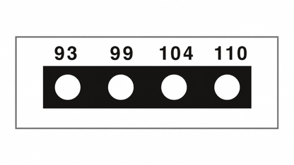 SpotSee Thermax Micro 4-level irreversible temperature label — Range 4: 93, 99, 104, 110 °C