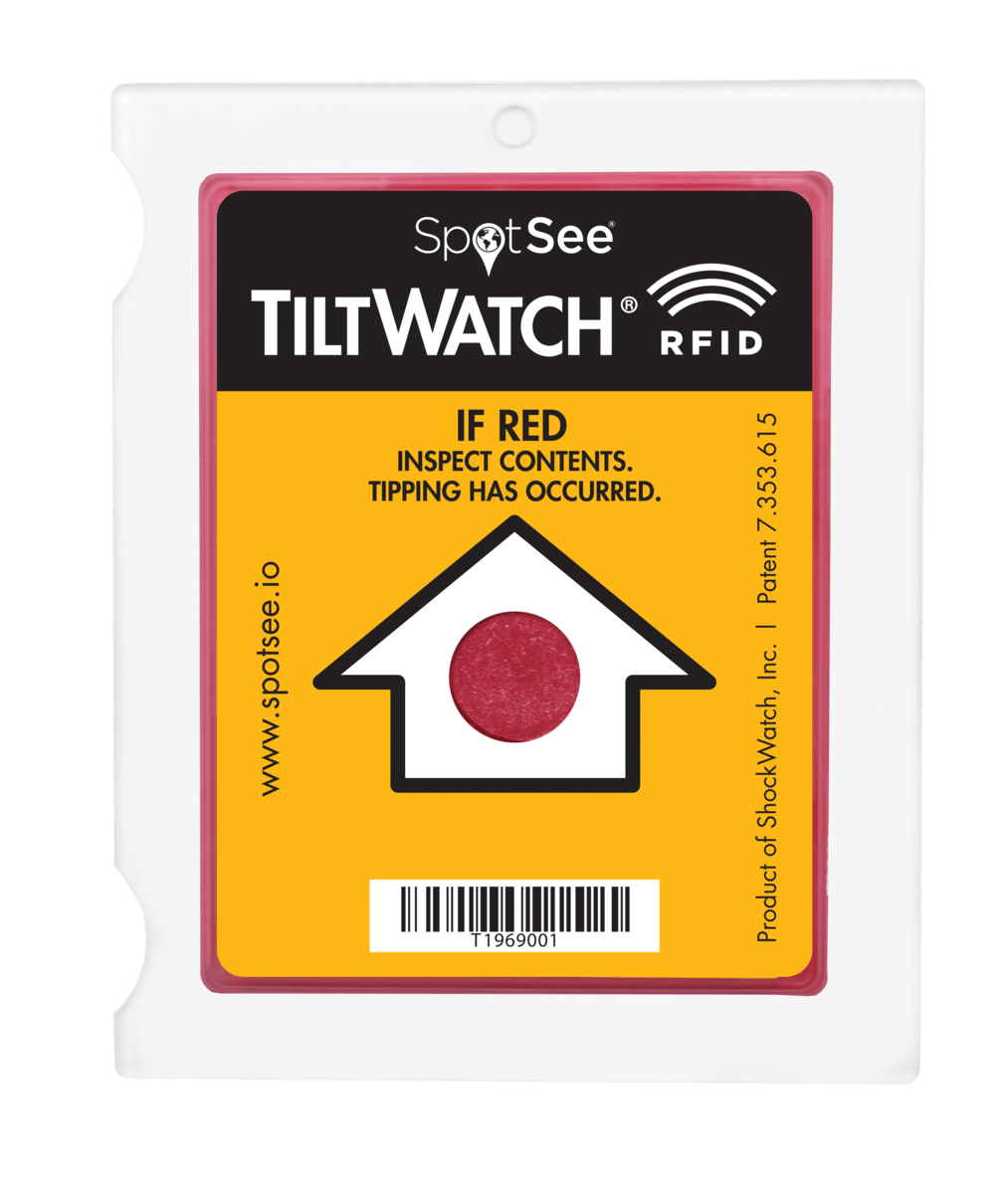 SpotSee® TiltWatch RFID Tilt Indicator - Single-Use Shipping Tilt Sensor