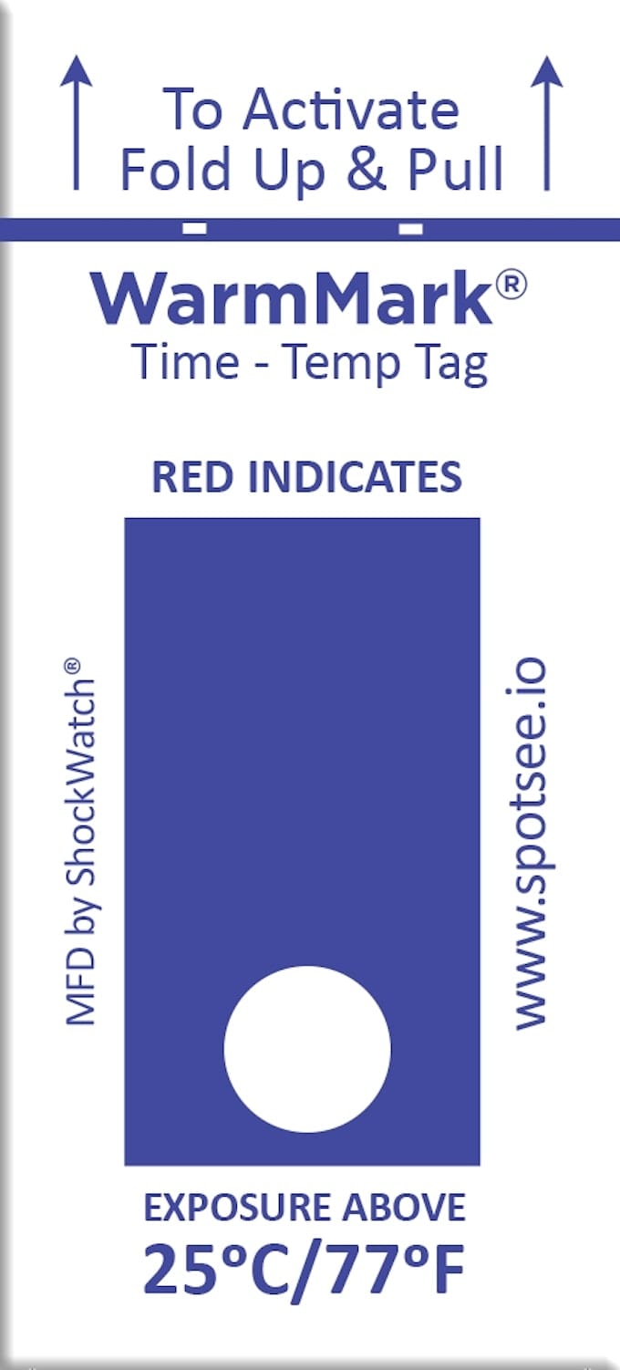 SpotSee® WarmMark Ascending Short-Run Temperature Indicators
