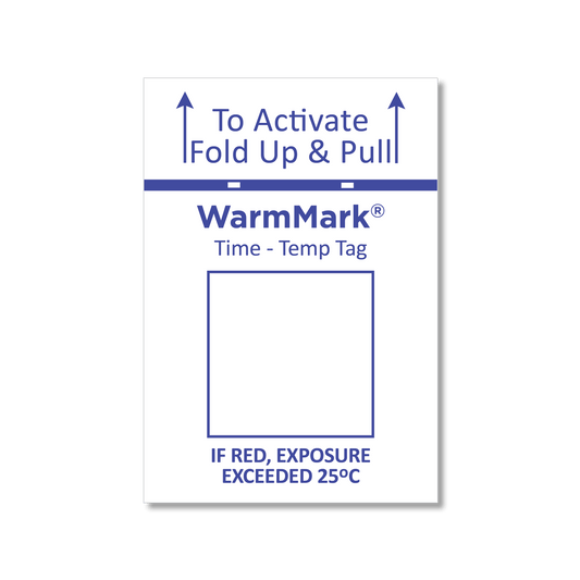 WarmMark Mini short-run temperature indicator 25°C 77°F two hour format
