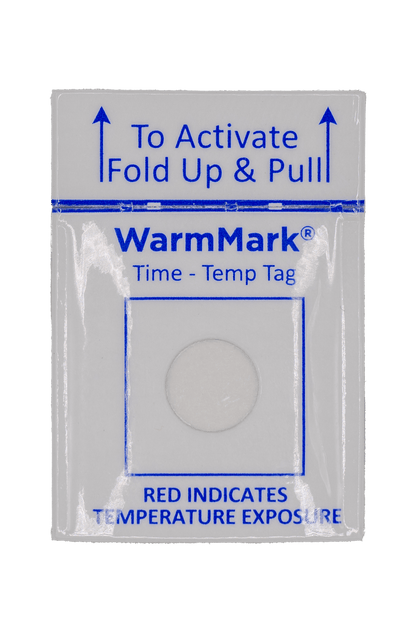 WarmMark Mini temperature indicators for small packages vials and cartons
