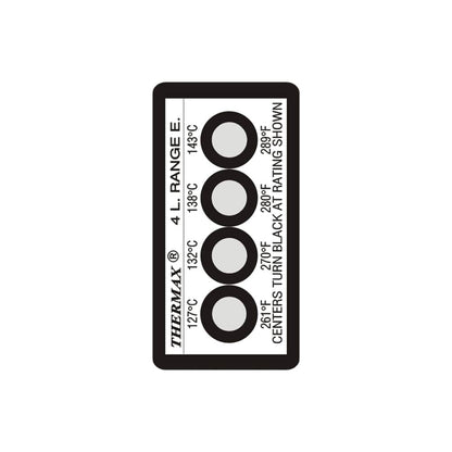 Thermax 4-Level temperature label Range E – 127°C to 143°C irreversible indicator