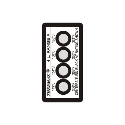 Thermax 4-Level temperature label Range F – 149°C to 166°C irreversible indicator