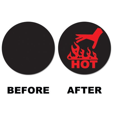 4 Pack Hot Warning Label Stickers - Changes Colour at 50°C
