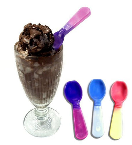 3 Pack - Assorted Colour Changing Ice Cream Party Spoons