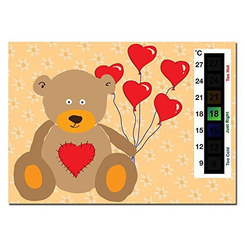 5 Pack - Love Heart Teddy Baby Nursery & Room Safety Thermometer Cards