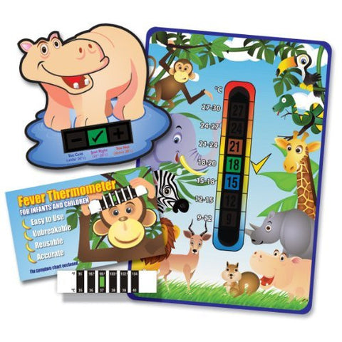 'Happy Family' Hippo Jungle Animals Fever Pack (Nursery and Room Thermometer, Happy Hippo Bath Thermometer and Forehead Thermometer)
