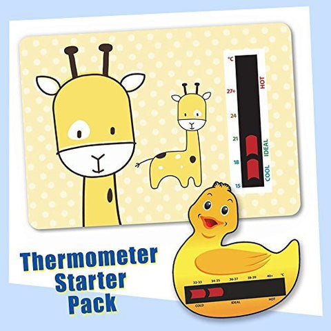 Baby Duck Bath & Yellow Giraffe Nursery Room Thermometer Starter Pack