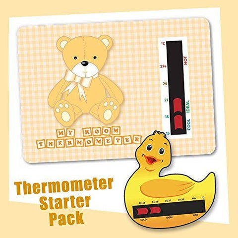 Baby Duck Bath & Brown Bear Nursery Room Thermometer Starter Pack
