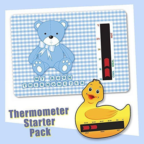 Baby Duck Bath & Blue Bear Nursery Room Thermometer Starter Pack