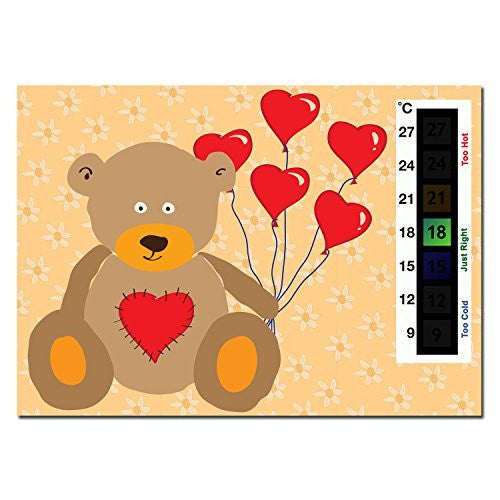 Happy Family Heart Teddy Bear 9C to 27C Nursery Room Thermometer Card