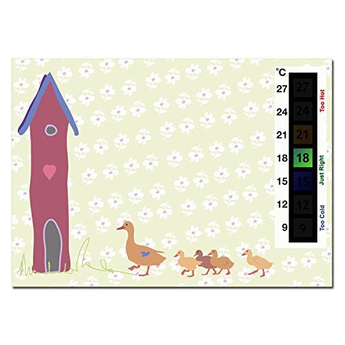 Happy Family Baby Ducklings & Duck House Nursery Room Thermometer Card