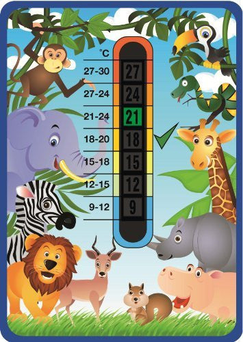 Happy Family Jungle Animals Nursery & Room Thermometer Card