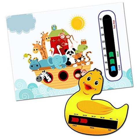 Ark Animals Pack - Baby Nursery Room Thermometer Card & Duck Bath Thermometer Card