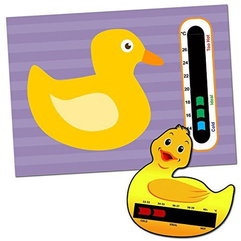 Duck Baby Room Nursery Thermometer Card & Duck Baby Bath Thermometer Card Pack