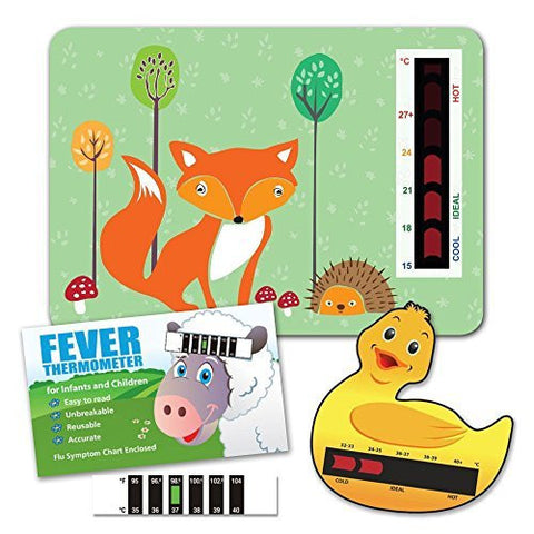 Baby Safe Ideas Thermometer Pack (Nursery Room Thermometer, Duck Bath Thermometer and Baby Forehead Thermometer)
