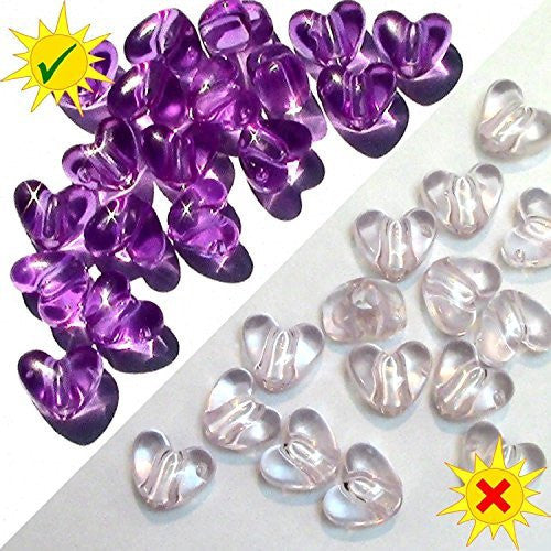 SolarActive® 25 Pack Colour Changing Heart Pony Beads (Clear to Magenta)