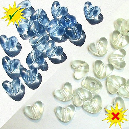 SolarActive® 25 Pack Colour Changing Heart Pony Beads (Clear to Blue)