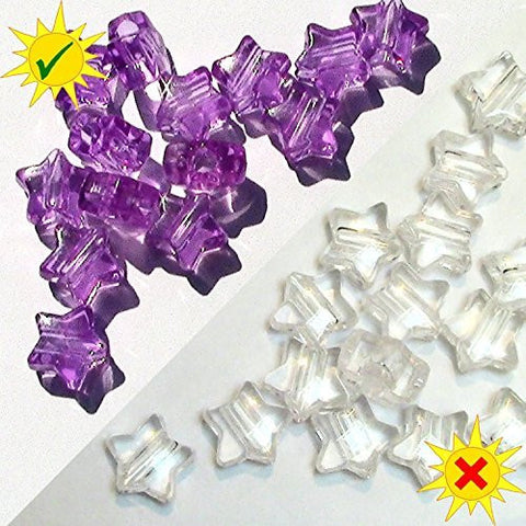 SolarActive® 25 Pack Colour Changing Star Pony Beads (Clear to Magenta)